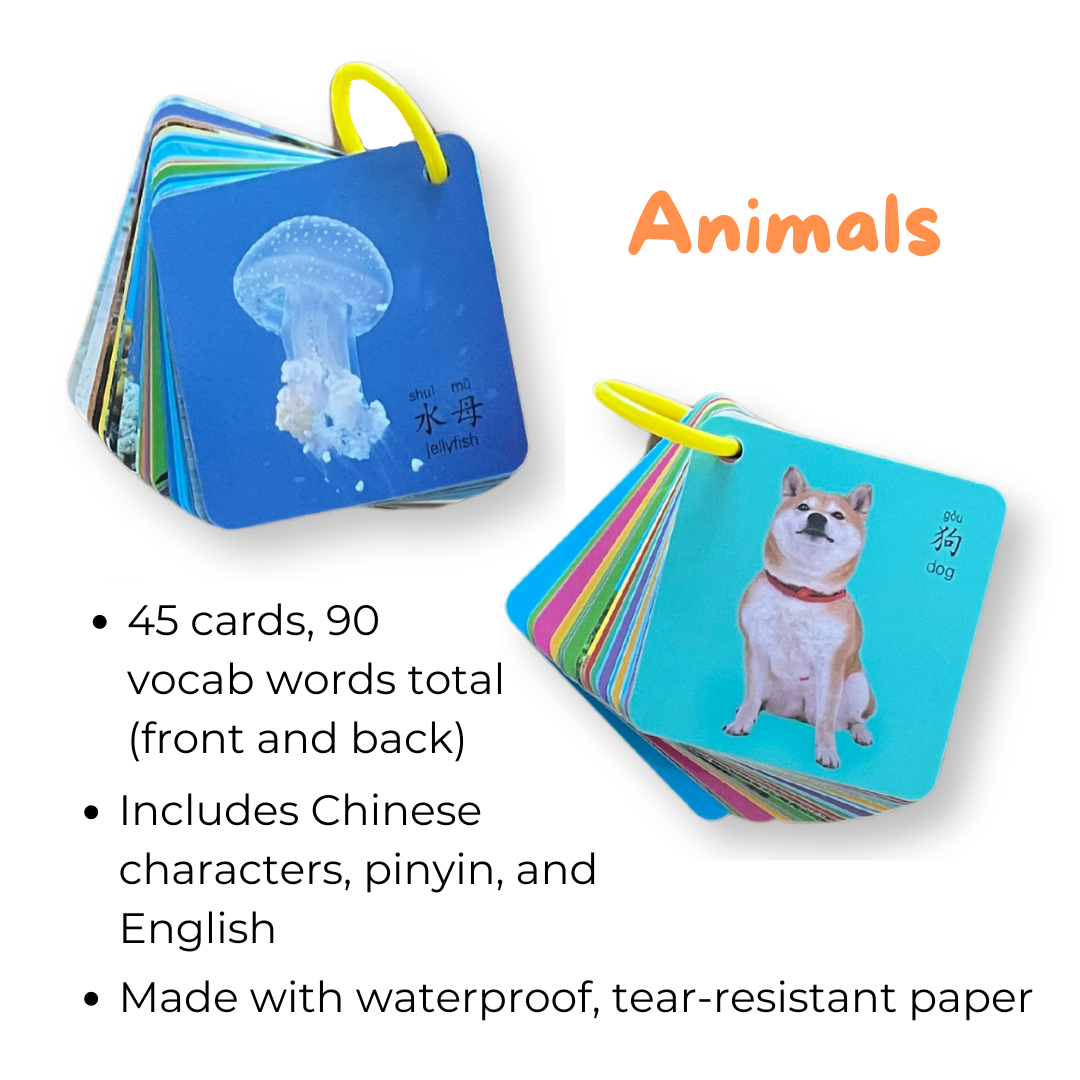 Image of Chinese English Pinyin bilingual flashcards Animal set