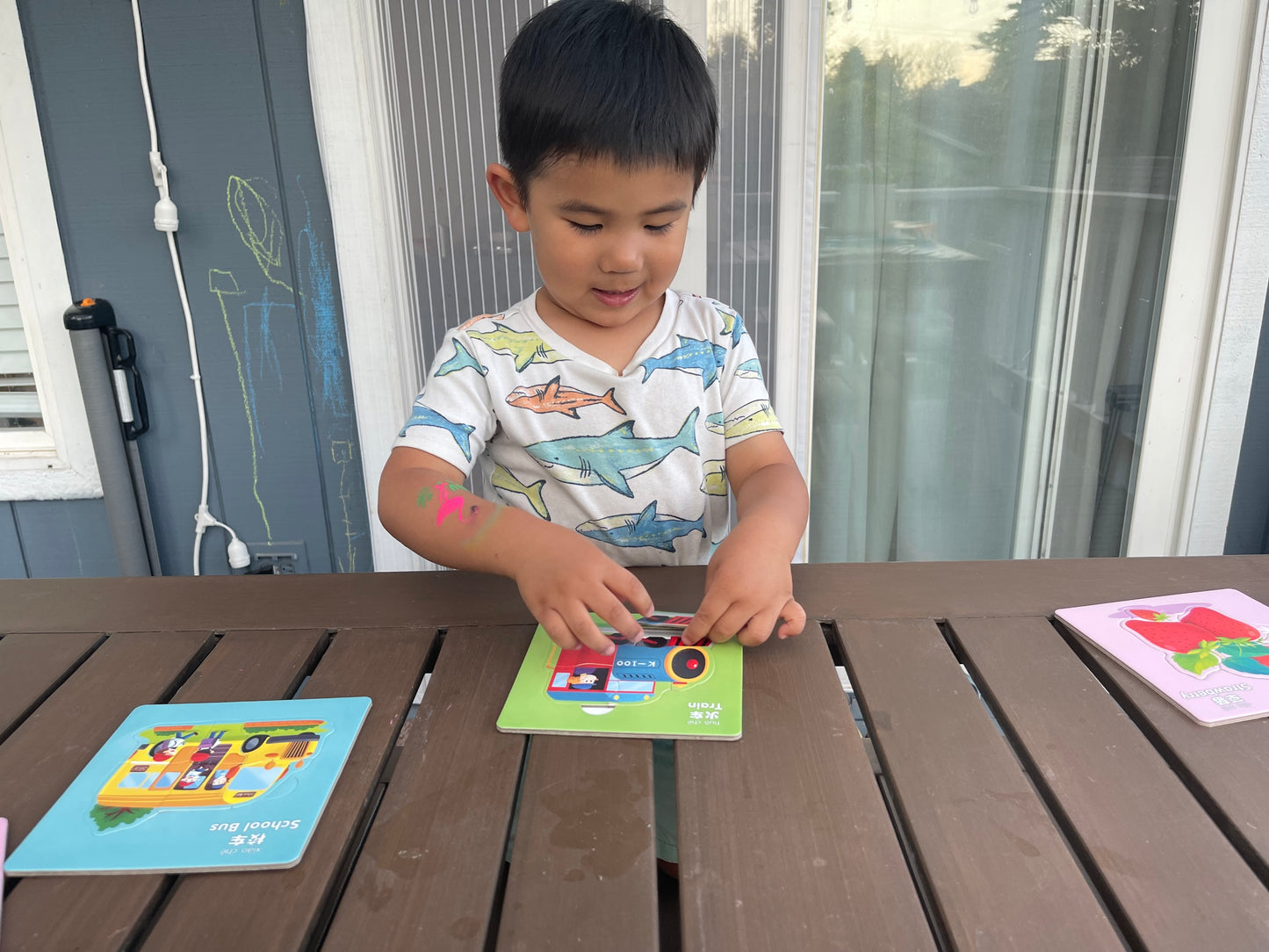 Image of toddler playing with Image of Chinese English Pinyin Bilingual Puzzle