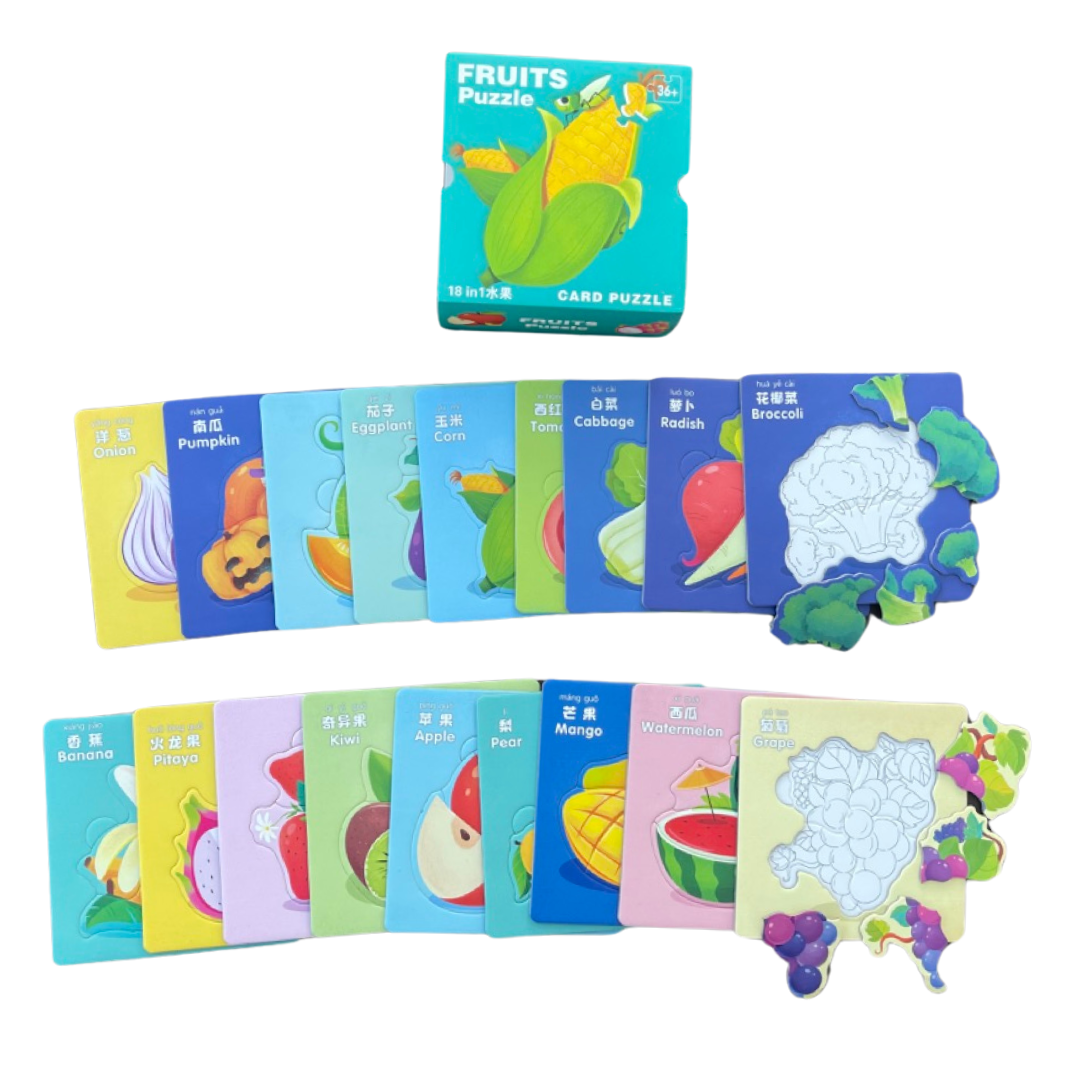 Image of Chinese English Pinyin Bilingual Puzzle Fruits and Vegetables version for Toddlers